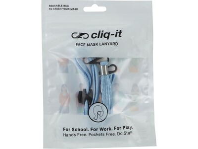 Cliq-It Face Mask Lanyard, Light Blue, Each (CL61312LB)