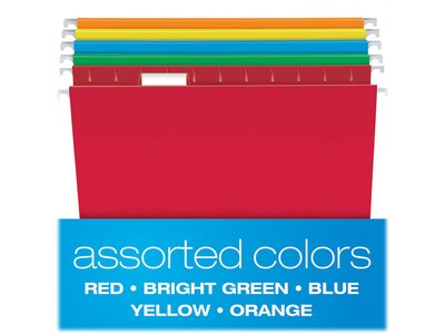 Pendaflex Recycled Hanging File Folders, 1/5-Cut, Letter Size, Assorted Colors, 25/Box (PFX 81663)