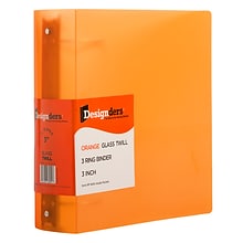 JAM Paper Designders 3 3 -Ring Flexible Poly Binders, Orange Glass Twill, 10/Pack (821T3ORA)