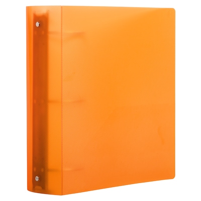 JAM Paper Designders 3" 3 -Ring Flexible Poly Binders, Orange Glass Twill, 10/Pack (821T3ORA)