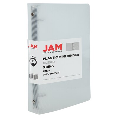 JAM Paper Plastic Mini 1 3-Ring Binders, Clear, 24/Pack (370531985a)