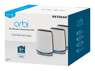 Netgear Orbi AX6000 Tri Band Router, White (RBK853-100NAS)