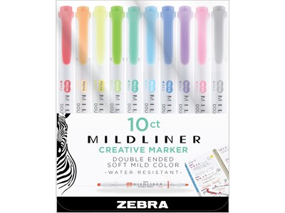 Zebra Mildliner Creative Marker, Double Ended, Soft Mild Color, 8 Pack - 8 marker