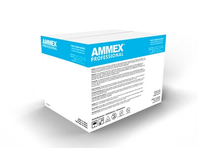 Ammex VPF Powder Free Vinyl Exam Gloves, Latex Free, Small, Clear, 100 Gloves/Box, 10 Boxes/Carton (