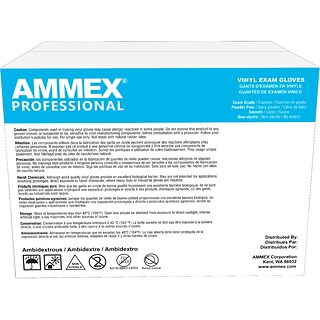 AMMEX Powder Free Vinyl Exam Gloves, Latex Free, Large, 100 Gloves/Box, 10 Boxes/Carton (VPF66100-CC