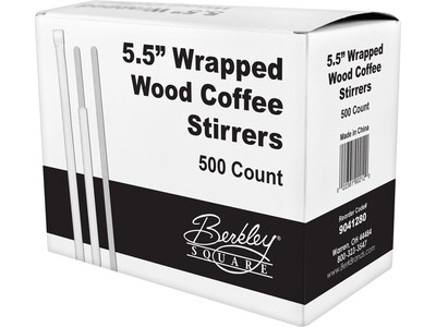 BERK Individually Wrapped Wooden Stirrer, 500/Box (9041280)