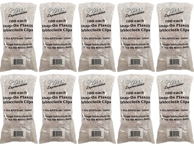 Table Mate Party Tablecover Clips, Clear, 100/Pack, 10 Packs/Carton (BK9504)