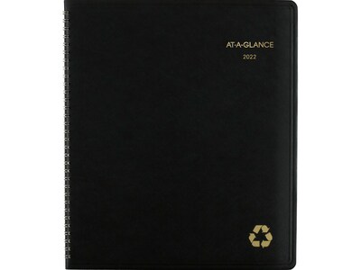 2022 AT-A-GLANCE Recycled, 9 x 11 Monthly Planner, Black (70-260G-05-22)