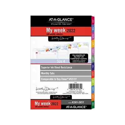 2022 AT-A-GLANCE Kathy Davis 5.5 x 8.5 Weekly/Monthly Refill, White, Each (KD81-285Y-22)
