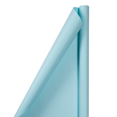 JAM Paper Wrapping Paper, 25 Sq. ft. x 30, Matte Light Baby Blue/Pool Blue, 2/Pack (170128192A)