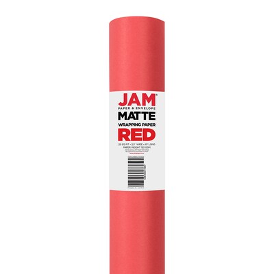 JAM Paper Wrapping Paper, 25 Sq. ft. x 30", Matte Red (277013524)