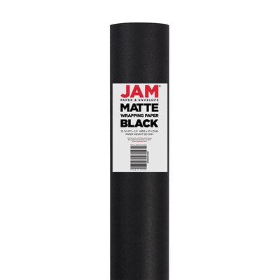 JAM Paper Gift Wrap, Matte Wrapping Paper, 25 Sq. Ft, Matte Black, Roll Sold Individually (277013526)