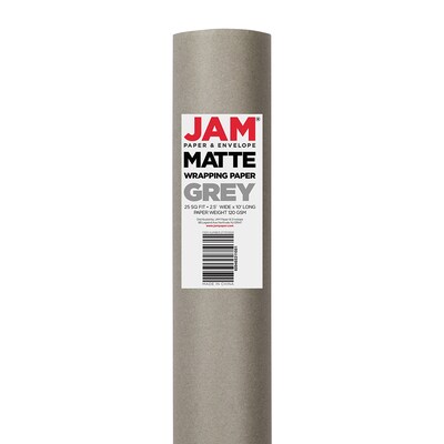 JAM Paper Wrapping Paper, 25 Sq. ft. x 30", Matte Grey (277013525)
