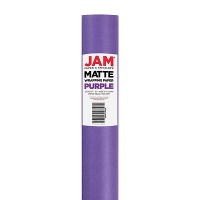 JAM Paper Wrapping Paper, 25 Sq. ft. x 30", Matte Purple (170134226)