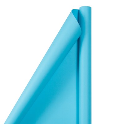 JAM Paper Wrapping Paper, 25 Sq. ft. x 30, Matte Bright Blue/Peacock Blue, 2/Pack (170128191A)