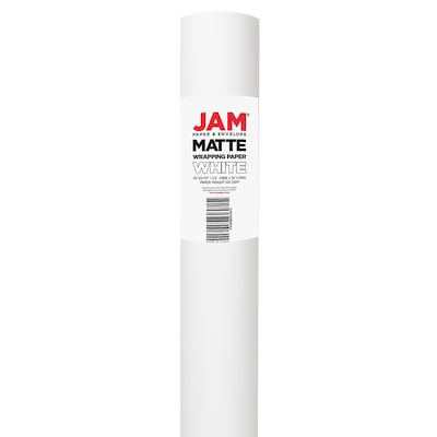 JAM Paper Gift Wrap, Matte Wrapping Paper, 25 Sq. Ft, Matte White, Roll Sold Individually (170128241)