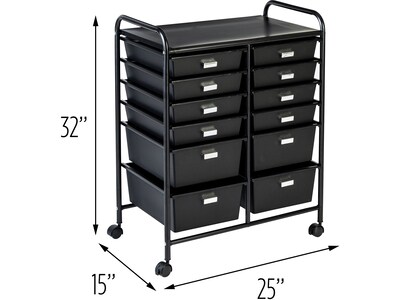 Honey-Can-Do Metal Mobile Utility Cart with Lockable Wheels, Black (CRT-08653)