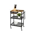 Honey-Can-Do Kitchen 2-Shelf Metal Mobile Kitchen Cart with Lockable Wheels, Matte Black/Brown (CRT-