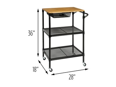 Honey-Can-Do Kitchen 2-Shelf Metal Mobile Kitchen Cart with Lockable Wheels, Matte Black/Brown (CRT-