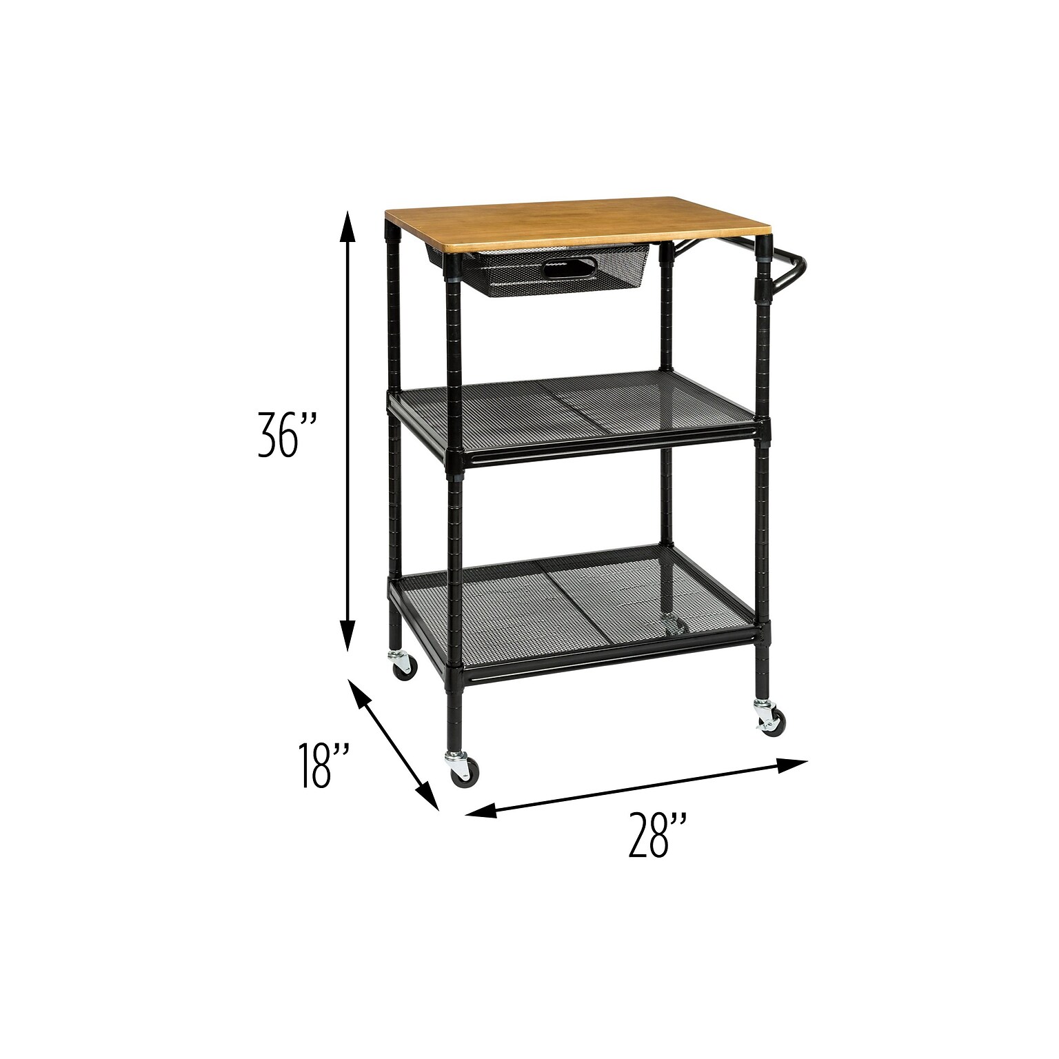 Honey-Can-Do Kitchen 2-Shelf Metal Mobile Kitchen Cart with Lockable Wheels, Matte Black/Brown (CRT-08456)