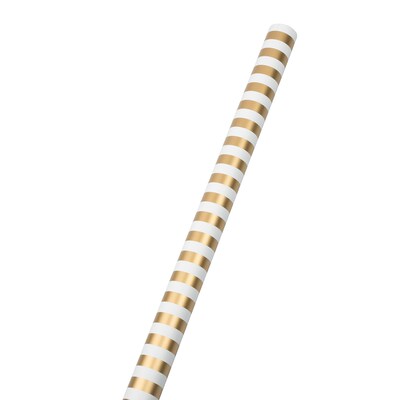 JAM Paper Wrapping Paper, 25 Sq. ft. x 30, Gold & White Stripes, 2/Pack (2226517001A)
