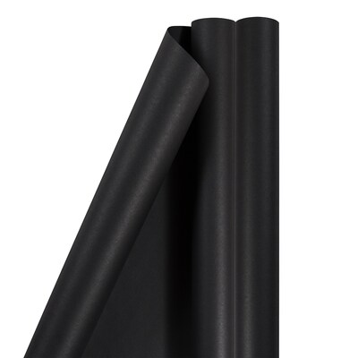 JAM Paper Wrapping Paper, 25 Sq. ft. x 30, Matte Black, 2/Pack (277013526A)
