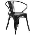 Flash Furniture Black Metal Indoor/Outdoor Chair with Arms (CH31270BK)
