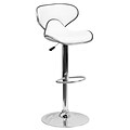 Flash Furniture Adjustable-Height Contemporary Cozy Mid-Back Vinyl Barstool, White w/Chrome Base