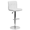 Flash Furniture Adjustable-Height Contemporary Quilted Vinyl Barstool, Wht w/Chrome Base