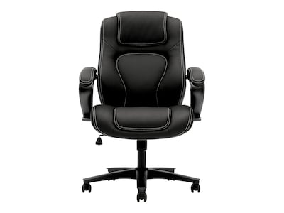 HON High-Back Chair, Fixed Arms, Black Vinyl (BSXVL402EN11)