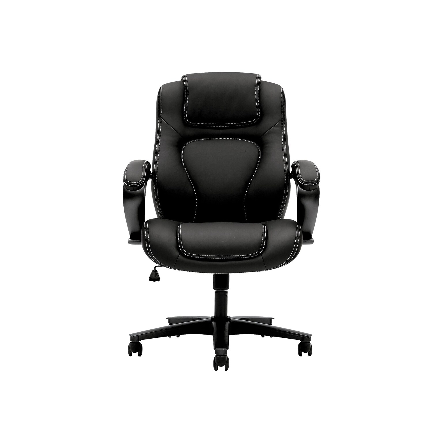 HON High-Back Chair, Fixed Arms, Black Vinyl (BSXVL402EN11)