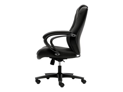 HON High-Back Chair, Fixed Arms, Black Vinyl (BSXVL402EN11)