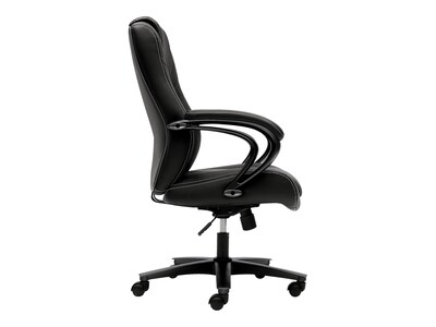 HON High-Back Chair, Fixed Arms, Black Vinyl (BSXVL402EN11)