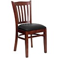 Flash Furniture Hercules Series Vertical-Slat-Back Wood Restaurant Chair, Mahogany Finish, Black