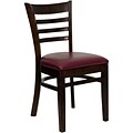 Flash Furniture  Hercules Series Ladder Back Wooden Restaurant Chair w/Burgundy Seat, Walnut Finish