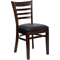 Flash Furniture Hercules Series Walnut Finished Ladder Back Wooden Restaurant Chair, Black Vinyl