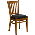 Flash Furniture Hercules Series Cherry-Finished Vertical-Slat-Back Wood Restaurant Chair, Black V