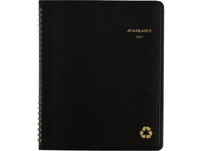 2022 AT-A-GLANCE Recycled 7 x 8.75 Monthly Planner, Black (70-120G-05-22)