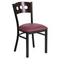 Flash Furniture Hercules Black 3-Circle-Back Metal Restaurant Chair, Walnut Back, Burgundy Vinyl