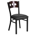 Flash Furniture Hercules 3-Circle Back Metal Restaurant Chair, Black w/Walnut Wood Back, Black Vinyl