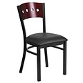Flash Furniture Hercules 4-Square Back Metal Restaurant Chair, Black w/Mahogany Wood Back, Black