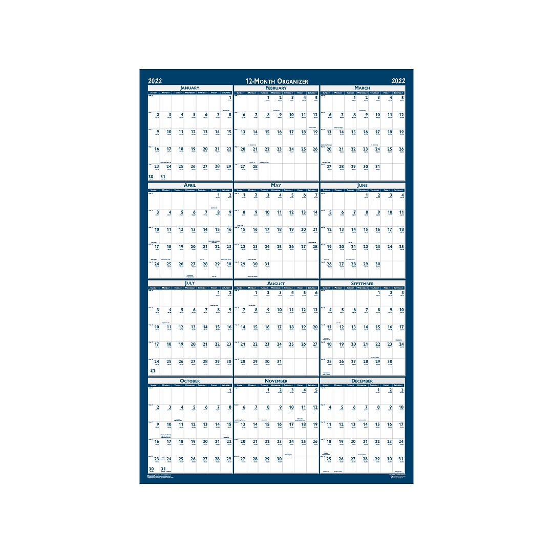 House Calendar 2022 2022 House Of Doolittle 48" X 32" Wall Calendar, Classic, Multicolor  (3961-22) | Quill.com