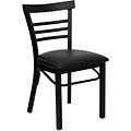Flash Furniture Hercules Series Black Ladder Back Metal Restaurant Chair, Black Vinyl Seat,