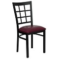 Flash Furniture Hercules Series Window-Back Metal Restaurant Chair, Black w/Burgundy Vinyl