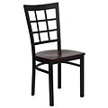 Flash Furniture Hercules Series Black Window Back Metal Restaurant Chair, Mahogany Wood