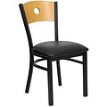 Flash Furniture Hercules Series Black Circle Back Metal Restaurant Chair, Natural Wood Back, Black