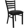 Flash Furniture Hercules Series Ladderback Metal Restaurant Chair, Black with Black Vinyl Seat (XUDG694BLADBLKV)