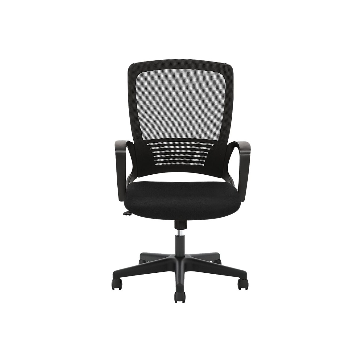 HON Mesh High-Back Chair, Center-Tilt, Fixed Arms, Black Frame, Black (BSXVL525ES10)