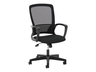 HON Mesh High-Back Chair, Center-Tilt, Fixed Arms, Black Frame, Black (BSXVL525ES10)