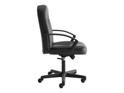 HON SofThread Leather High-Back Executive Chair, Center-Tilt, Fixed Arms, Black (BSXVL601SB11)